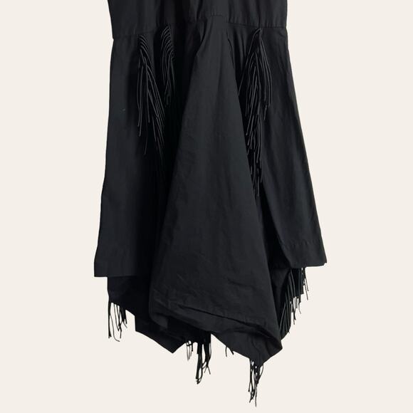 Bibhu Mohapatra Collective Black Cutout Fringe Asymmetric Midi Dress Size 14 - Picture 13 of 16